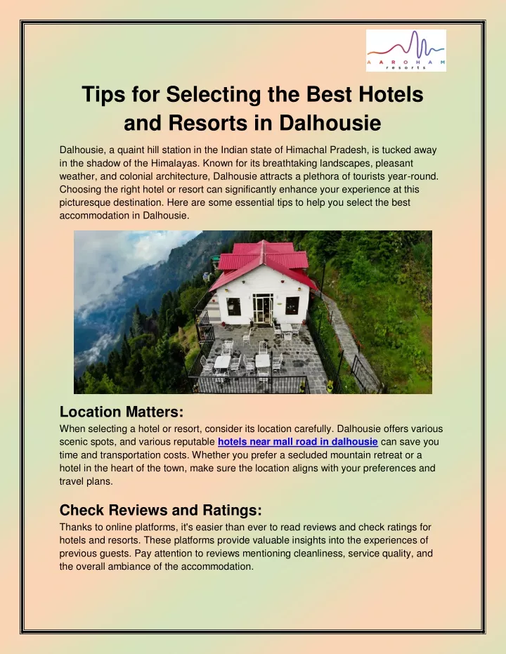 tips for selecting the best hotels and resorts
