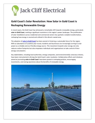 How Solar in Gold Coast is Reshaping Renewable Energy