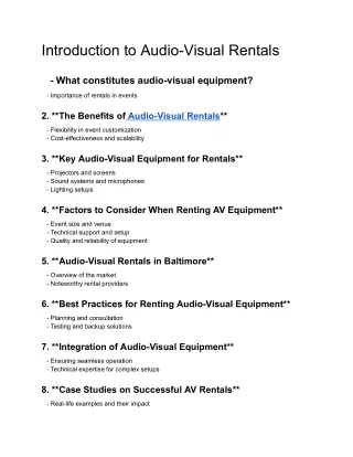introduction to audio visual rentals