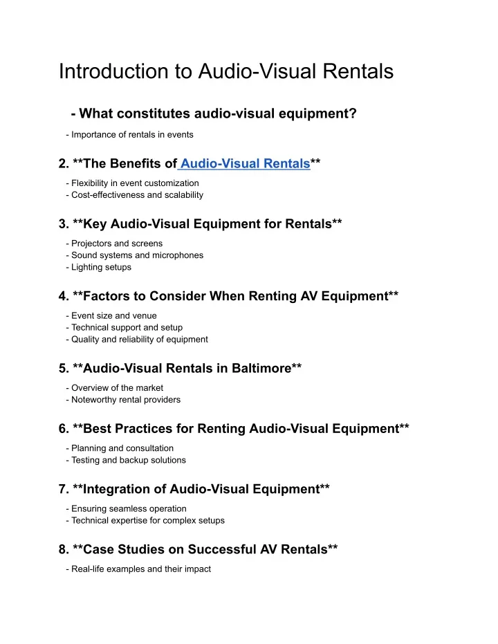 introduction to audio visual rentals