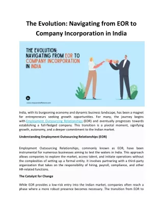 The Evolution Navigating from EOR to Company Incorporation in India