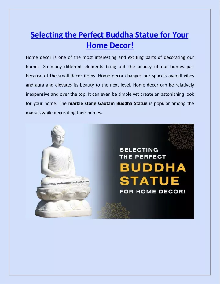 selecting the perfect buddha statue for your home decor