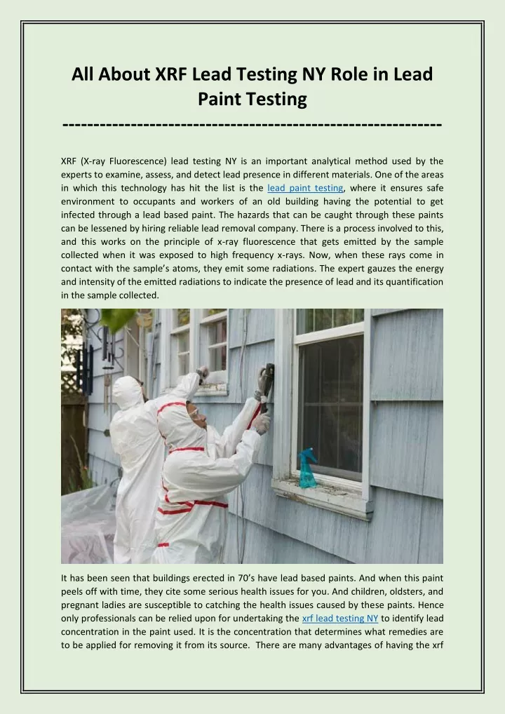 all about xrf lead testing ny role in lead paint