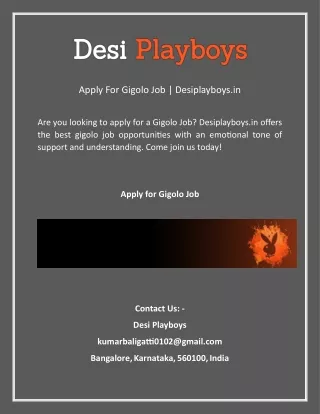 Apply For Gigolo Job | Desiplayboys.in