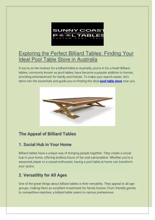 Exploring the Perfect Billiard Tables: Finding Your Ideal Pool Table Store in Au