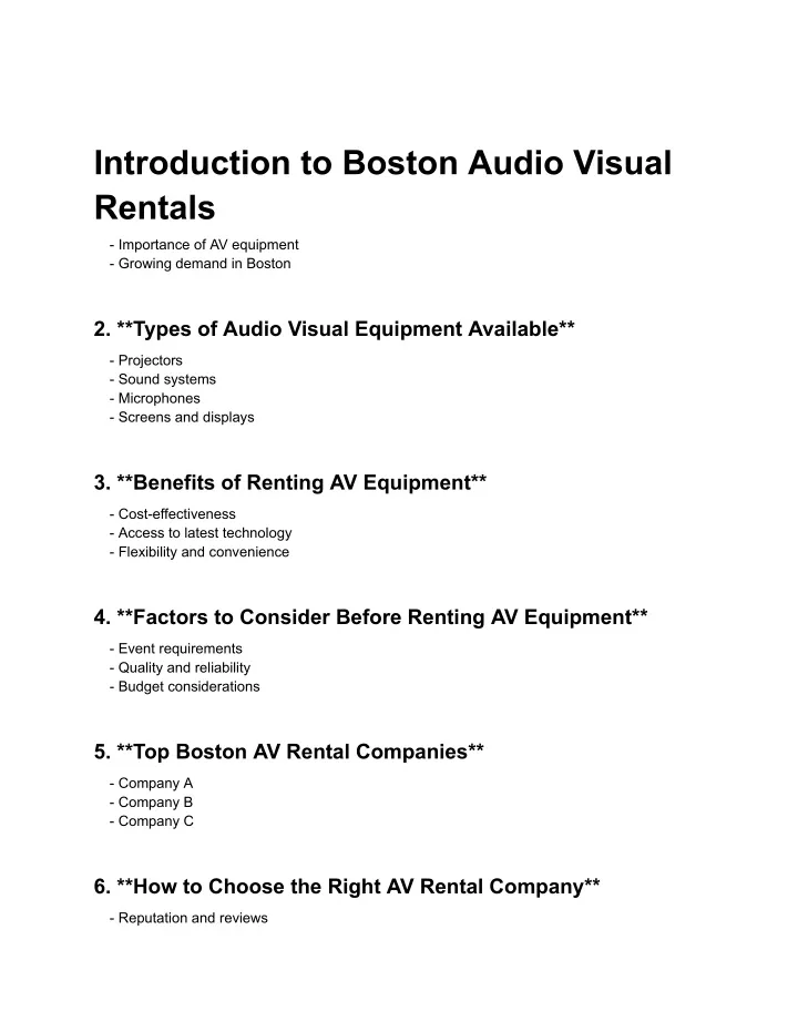 introduction to boston audio visual rentals