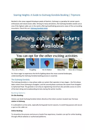 Soaring Heights A Guide to Gulmarg Gondola Booking