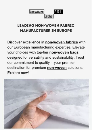 Versatile Non-Woven Solutions | Bags, Fabric, Gowns, and More