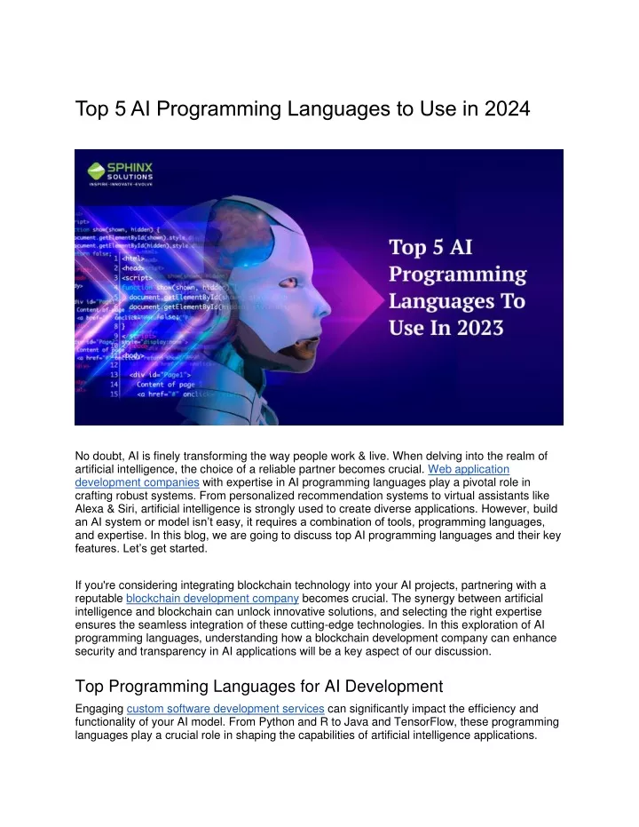 top 5 ai programming languages to use in 2024