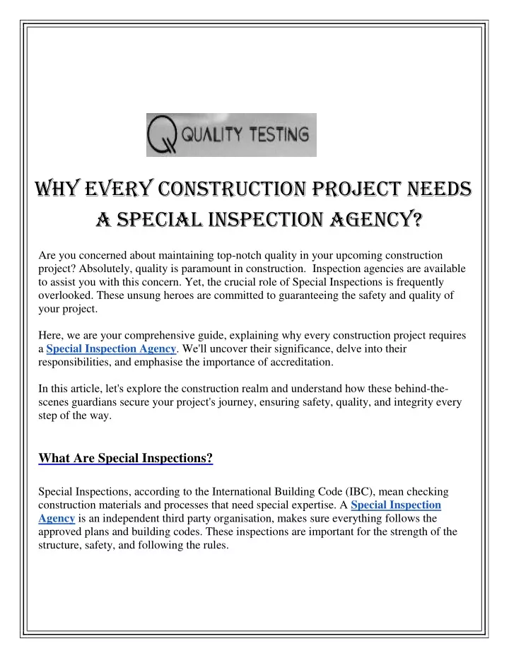 why every construction project needs a special