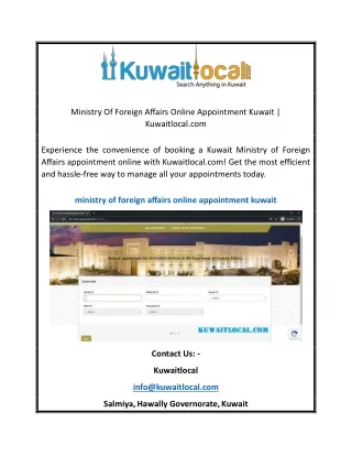 Ministry Of Foreign Affairs Online Appointment Kuwait | Kuwaitlocal.com