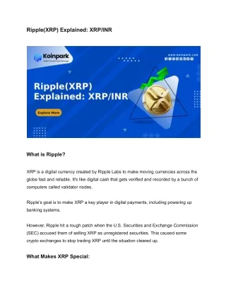 Ripple(XRP) Explained_
