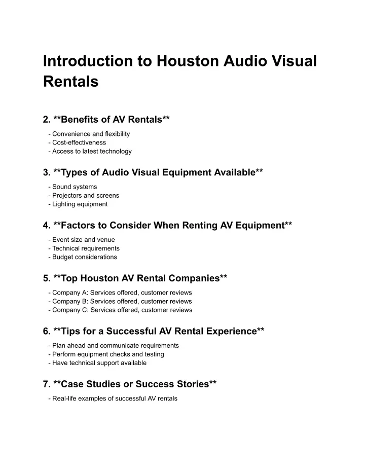 introduction to houston audio visual rentals