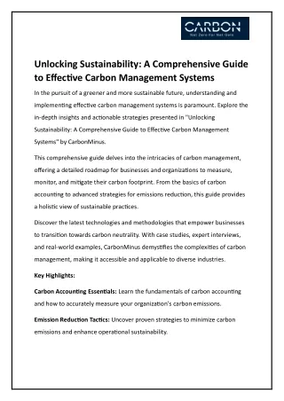 Maximizing Sustainability: A Guide to Effective Carbon Management Systems