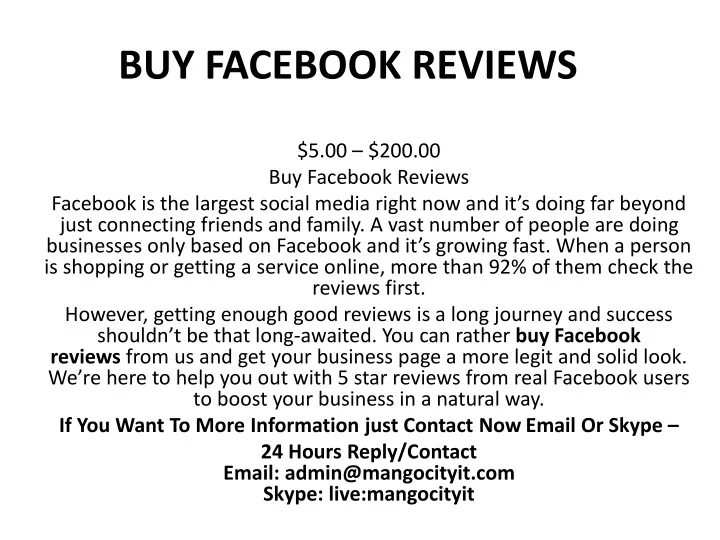 PPT - BUY FACEBOOK REVIEWS PowerPoint Presentation, free download - ID ...