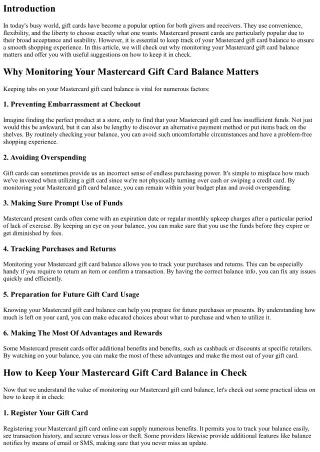 Mastercard Gift Card Balance: Why It Matters and How to Keep It in Check