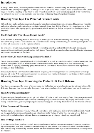 Boosting Your Happiness with The Perfect Gift Card Balance