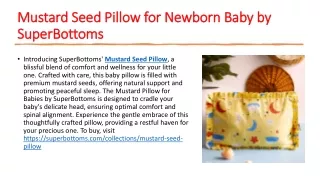 Mustard Seed Pillow for Newborn Baby
