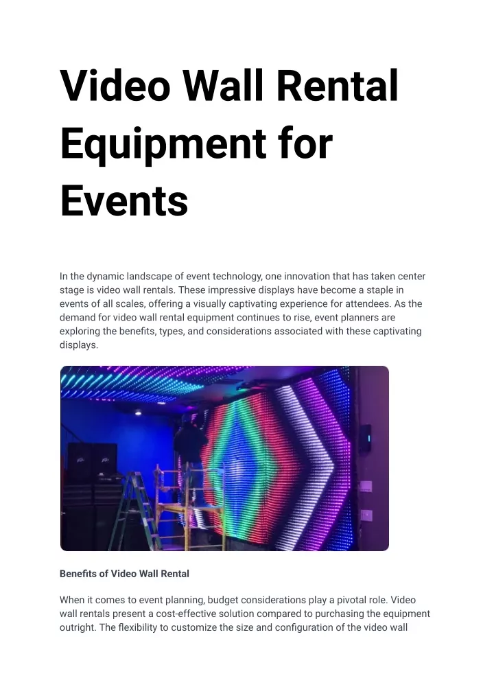 video wall rental equipment for events