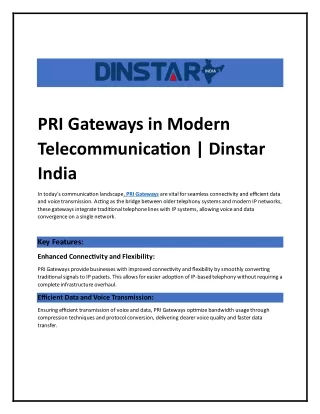 The Significance of PRI Gateways in Modern Telecommunication