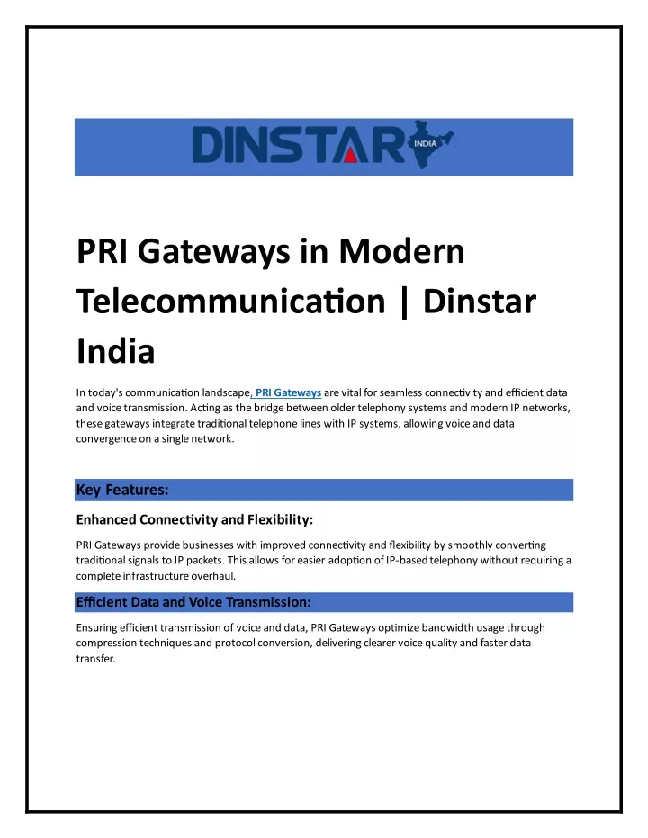 pri gateways in modern telecommunication dinstar