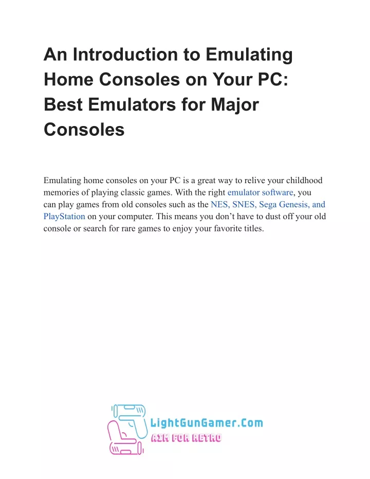 an introduction to emulating home consoles