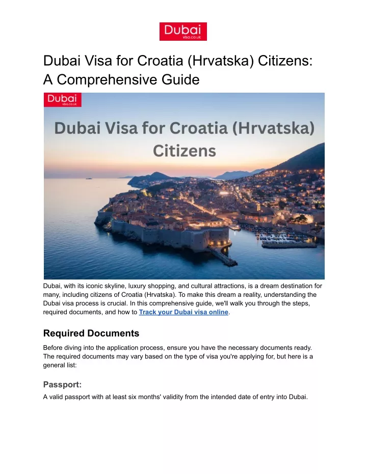 croatia visit visa from dubai