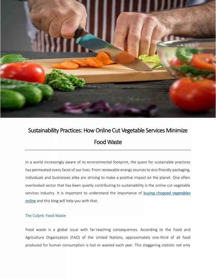 sustainability practices how online cut vegetable