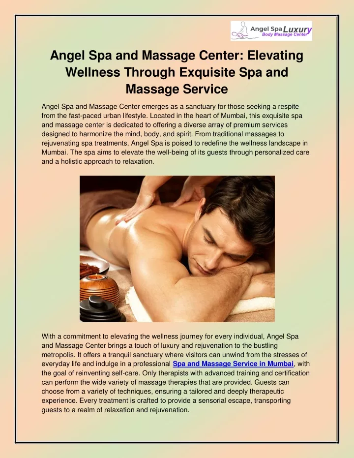 angel spa and massage center elevating wellness