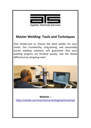 Master Welding: Tools and Techniques