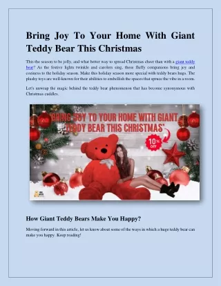 Bring Joy To Your Home With Giant Teddy Bear This Christmas