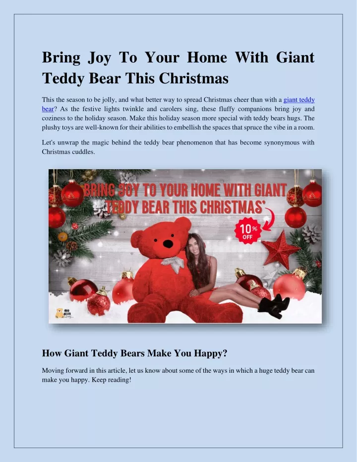 bring joy to your home with giant teddy bear this