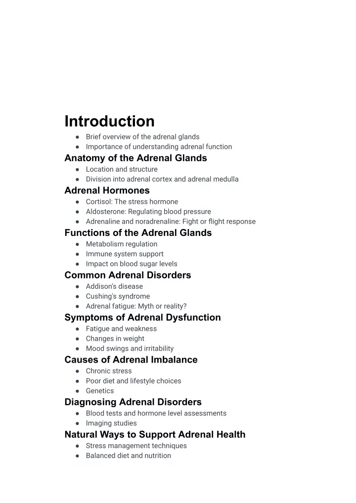 introduction brief overview of the adrenal glands