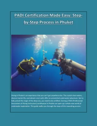 PADI Certification Made Easy: Step-by-Step Process in Phuket