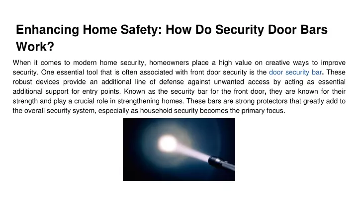 enhancing home safety how do security door bars work