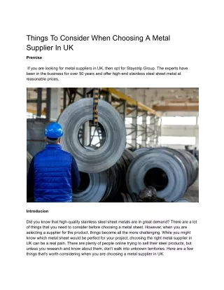 Things To Consider When Choosing A Metal Supplier In UK