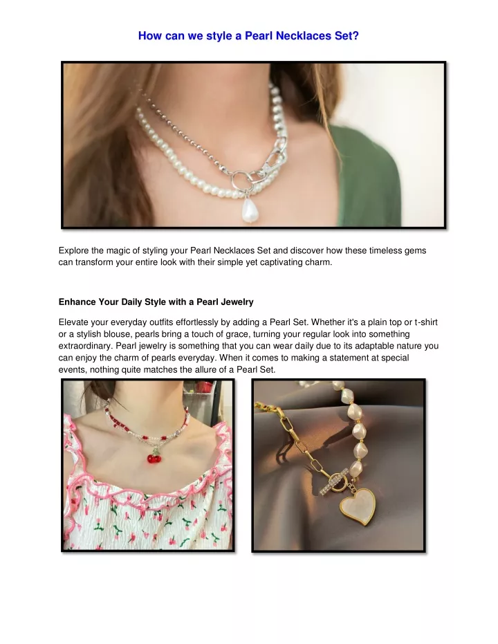 how can we style a pearl necklaces set