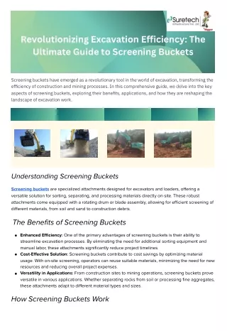 Revolutionizing Excavation Efficiency The Ultimate Guide to Screening Buckets