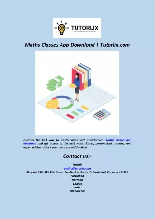 Maths Classes App Download  Tutorlix.com
