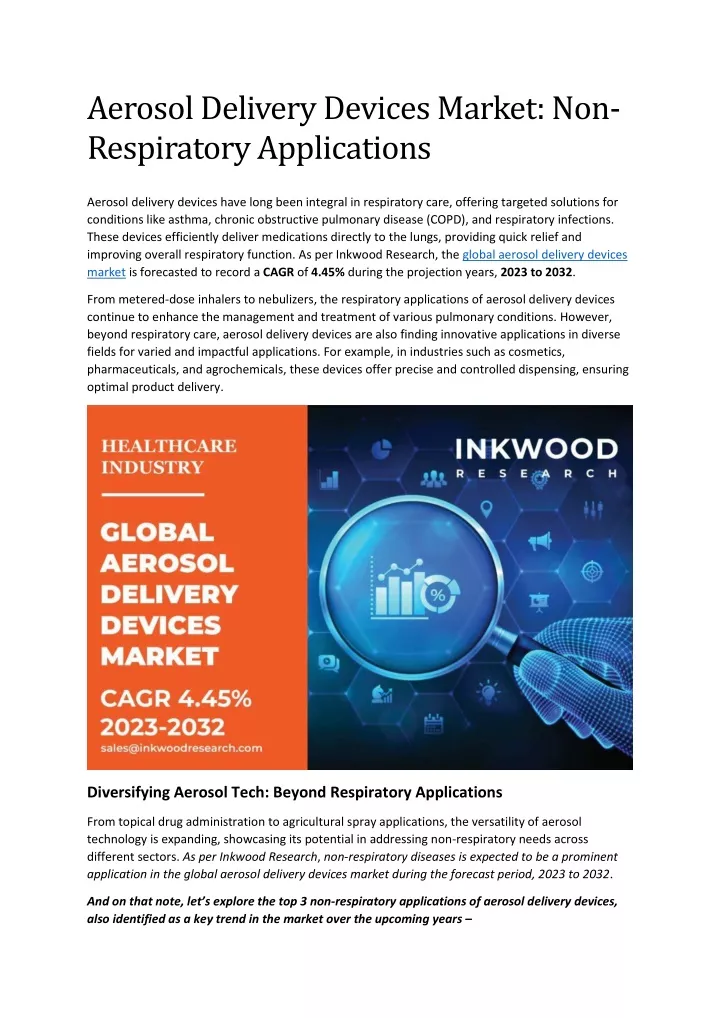 aerosol delivery devices market non respiratory