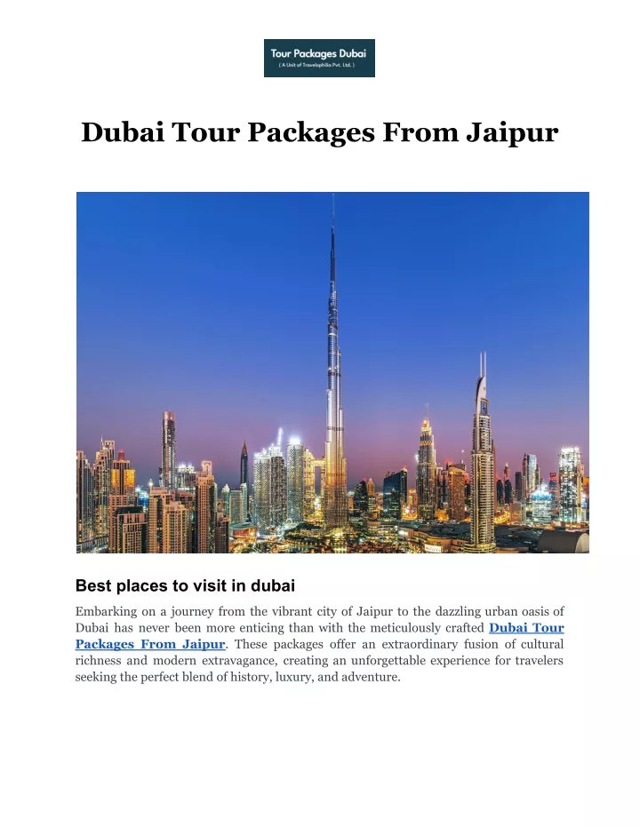 dubai tour packages from jaipur