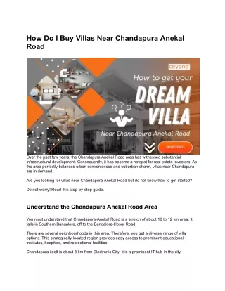 Your Guide to Acquiring Villas in the Vicinity of Chandapura Anekal Road
