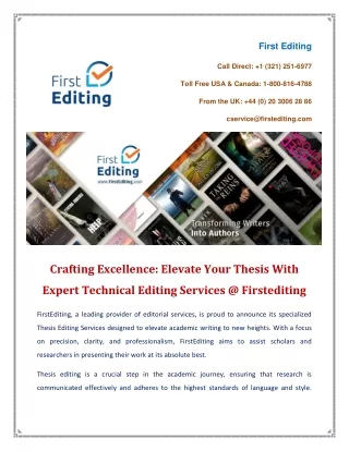 Crafting Excellence Elevate Your Thesis With Expert Technical Editing Services @ Firstediting