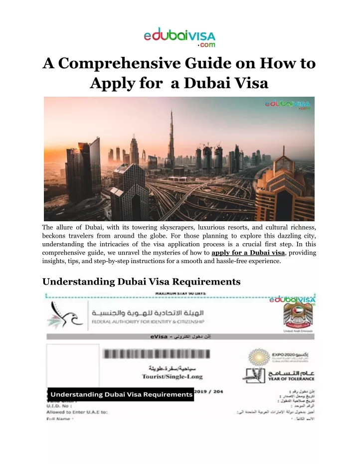 a comprehensive guide on how to apply for a dubai