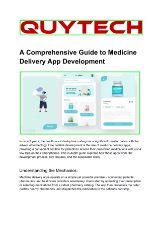 Guide to Medicine Delivery App Development