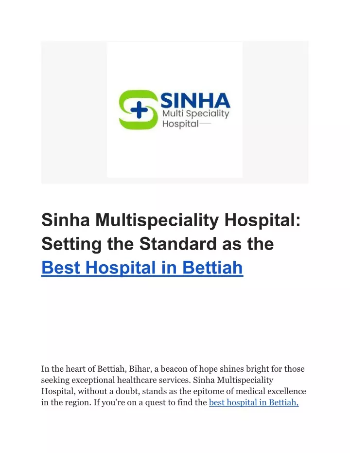 sinha multispeciality hospital setting