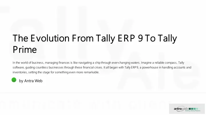 the evolution from tally erp the evolution from