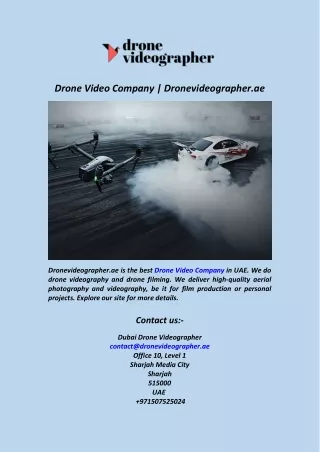 Drone Video Company  Dronevideographer.ae