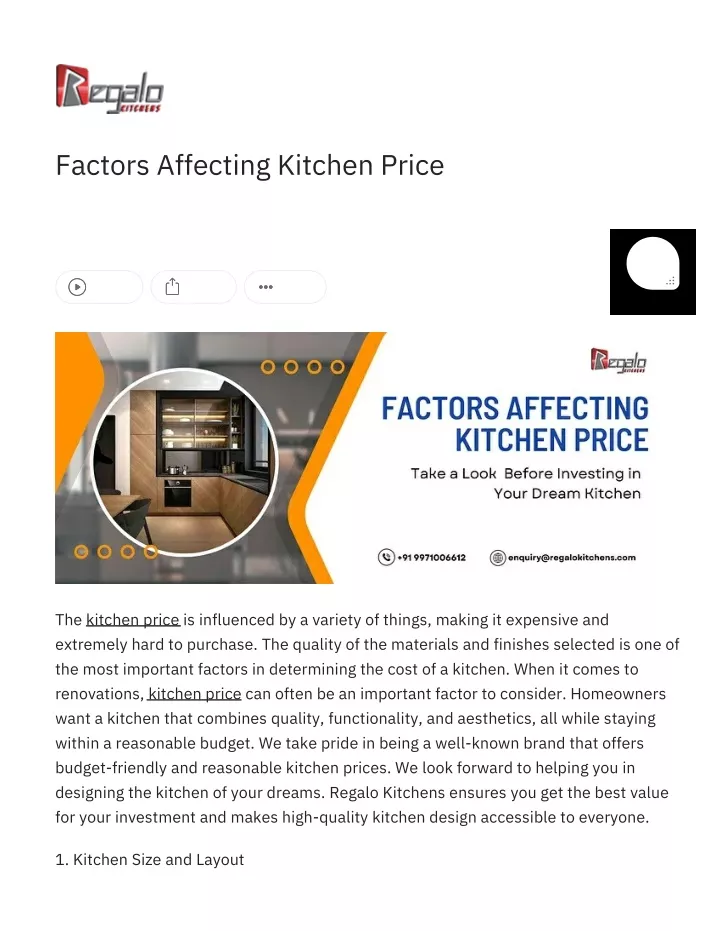 factors affecting kitchen price