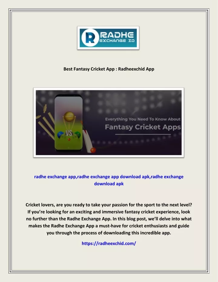 best fantasy cricket app radheexchid app
